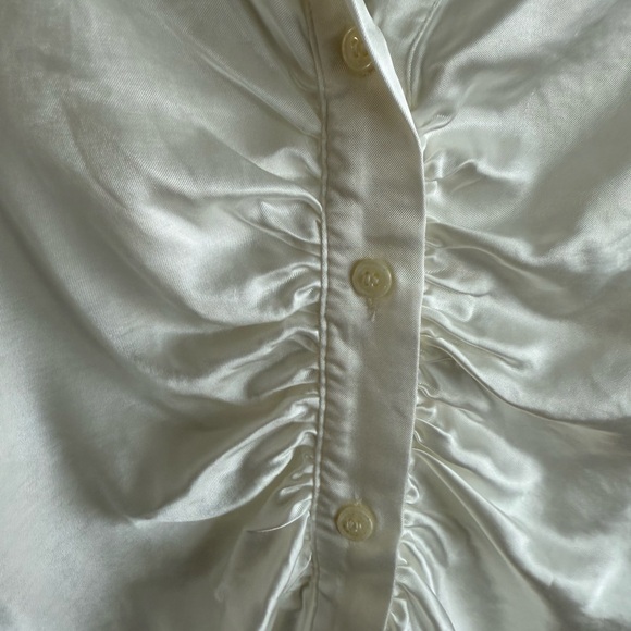NWT Zara Ruched Satin Effect Shirt in Ecru White Ref. 4437/329 - Picture 11 of 11